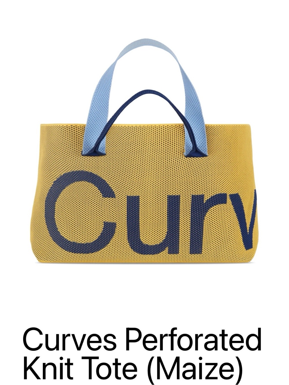 Curves Perforated Knit Tote in Maize and Blue